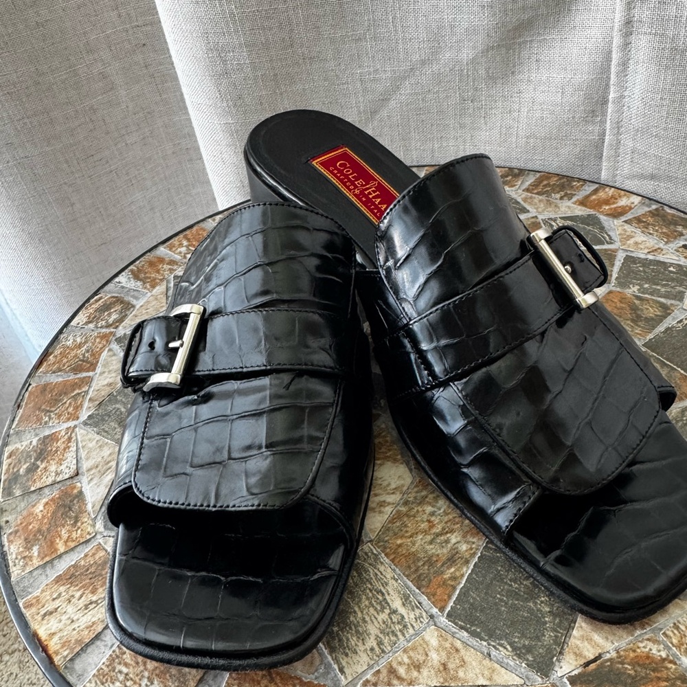 Cole Haan City Collection Croc Leather Mules | Made in Italy